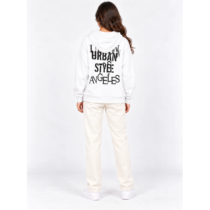 Urban Style Sırt Baskılı Kapüşonlu Sweatshirt