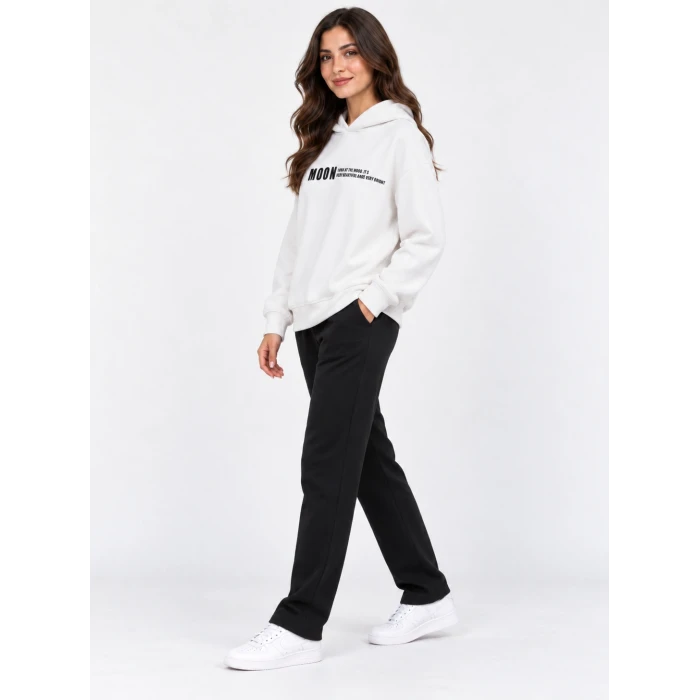 Moon Style Sırt Baskılı Kapüşonlu Sweatshirt