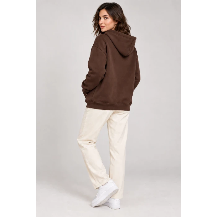 Fermuarlı Kapüşonlu Oversize Sweatshirt