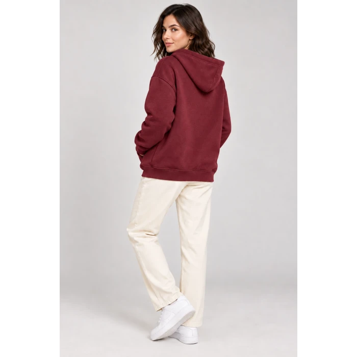 Fermuarlı Kapüşonlu Oversize Sweatshirt