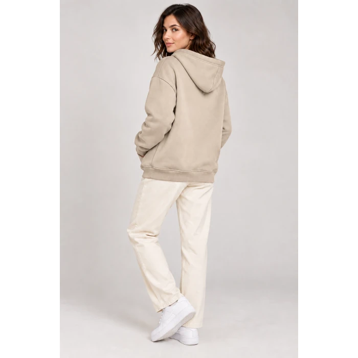 Fermuarlı Kapüşonlu Oversize Sweatshirt