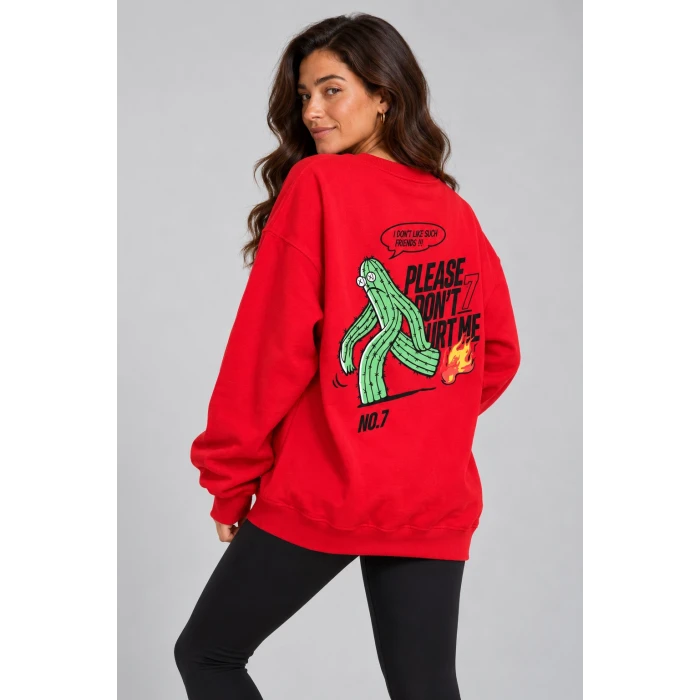 Kaktüs Baskılı Şardonlu Sweatshirt
