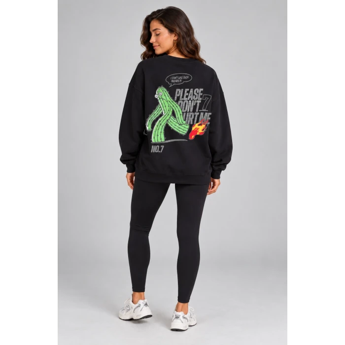 Kaktüs Baskılı Şardonlu Sweatshirt