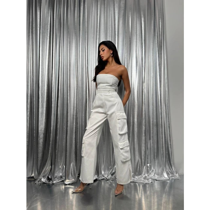 Alessa Straplez Kargo Denim Tulum