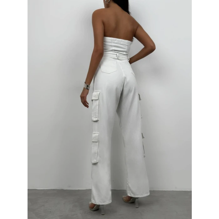 Alessa Straplez Kargo Denim Tulum