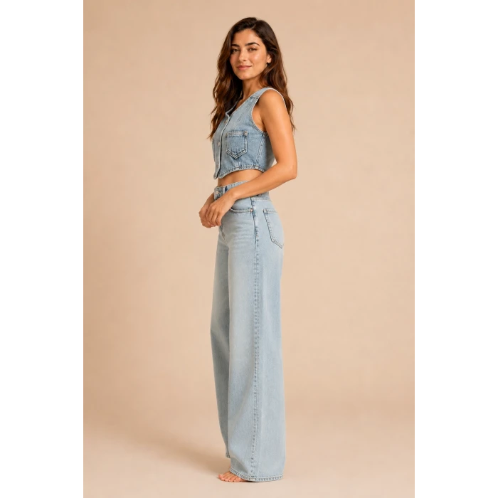 Denim Cepli Yelek