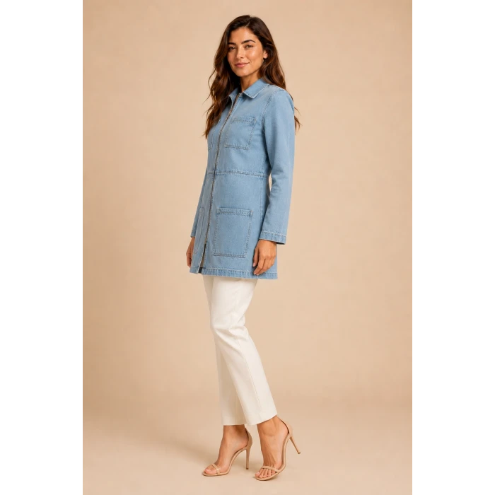 Fermuarlı Denim Tunik