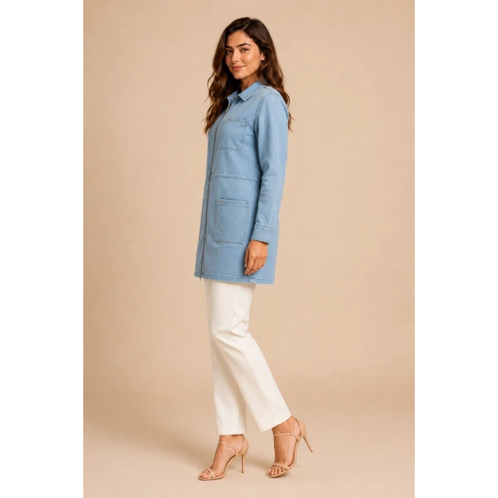 Fermuarlı Denim Tunik