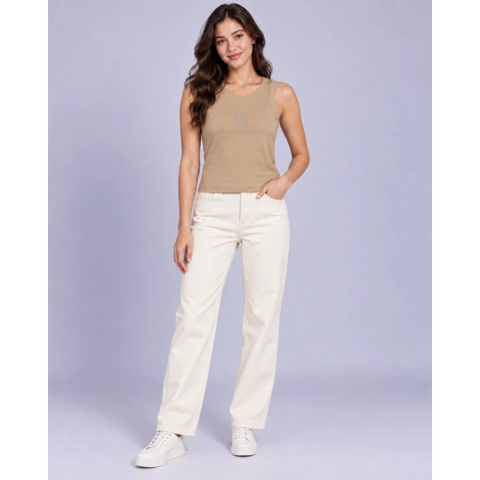 Aveline Taş İşlemeli Crop Tişört