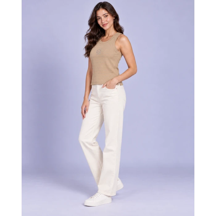 Aveline Taş İşlemeli Crop Tişört