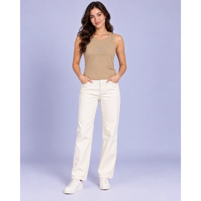 Aveline Taş İşlemeli Crop Tişört