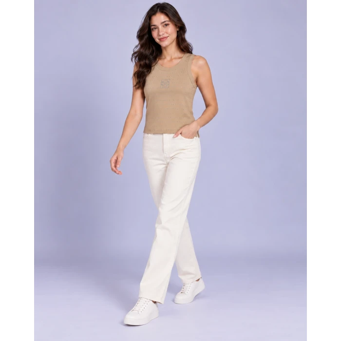 Aveline Taş İşlemeli Crop Tişört