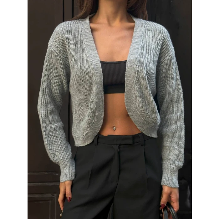 Lara Açık Ön Crop Triko Hırka