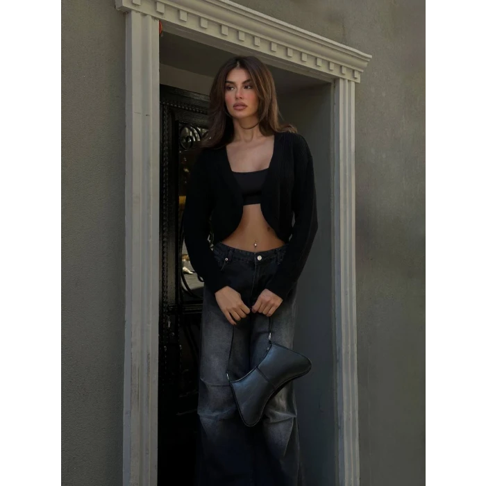 Lara Açık Ön Crop Triko Hırka