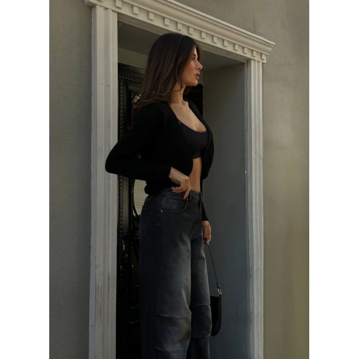 Lara Açık Ön Crop Triko Hırka