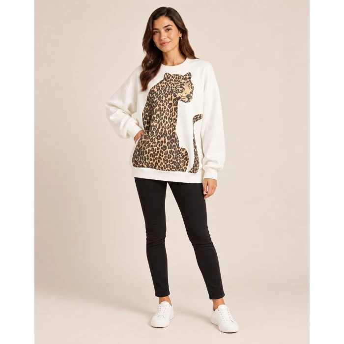 Leopar Baskılı Sweat Shirt