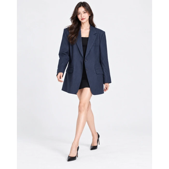 Liora Çizgili Oversize Blazer Ceket