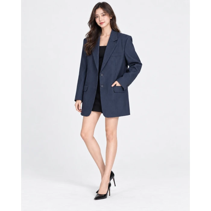 Liora Çizgili Oversize Blazer Ceket