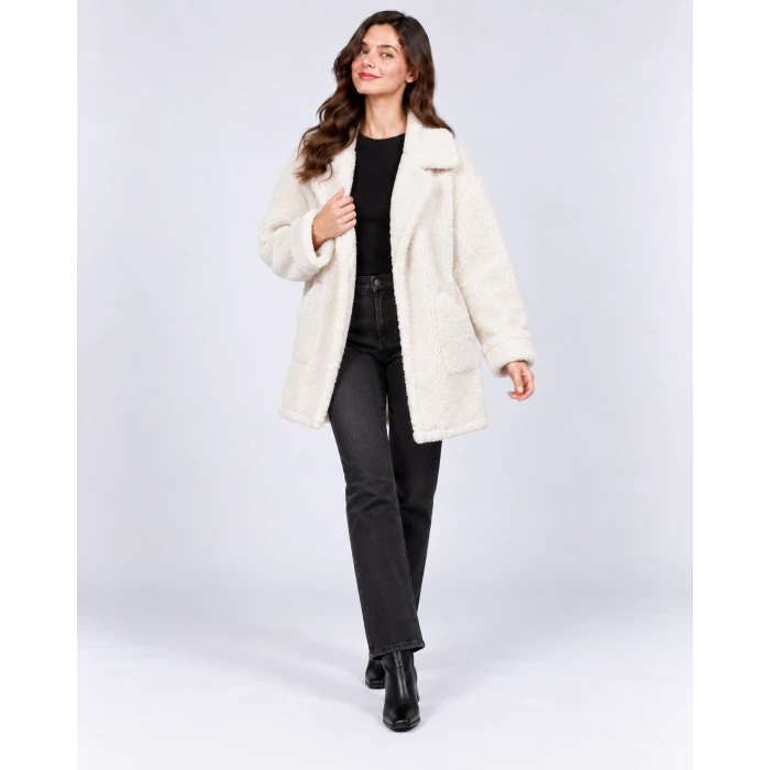Liora Peluş Dokulu Oversize Kaban