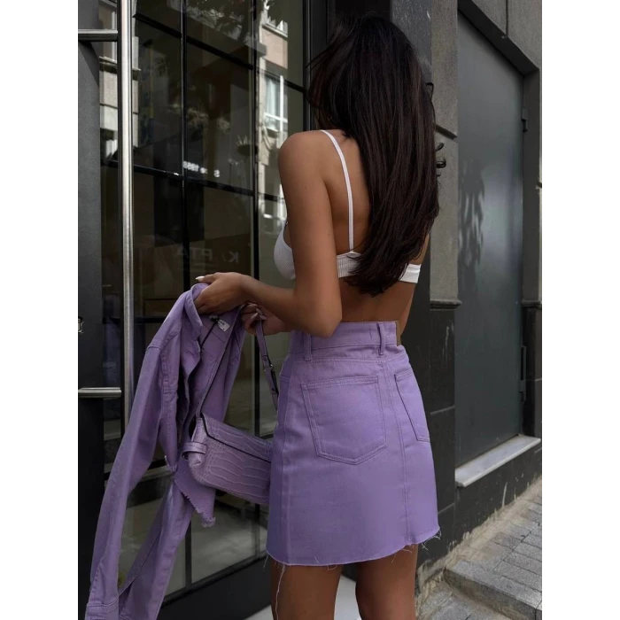 Liora Yüksek Bel Mini Denim Etek