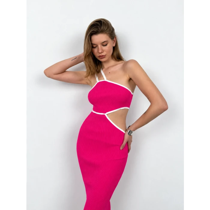 Livia Kontrast Biyeli Cut-Out Triko Elbise