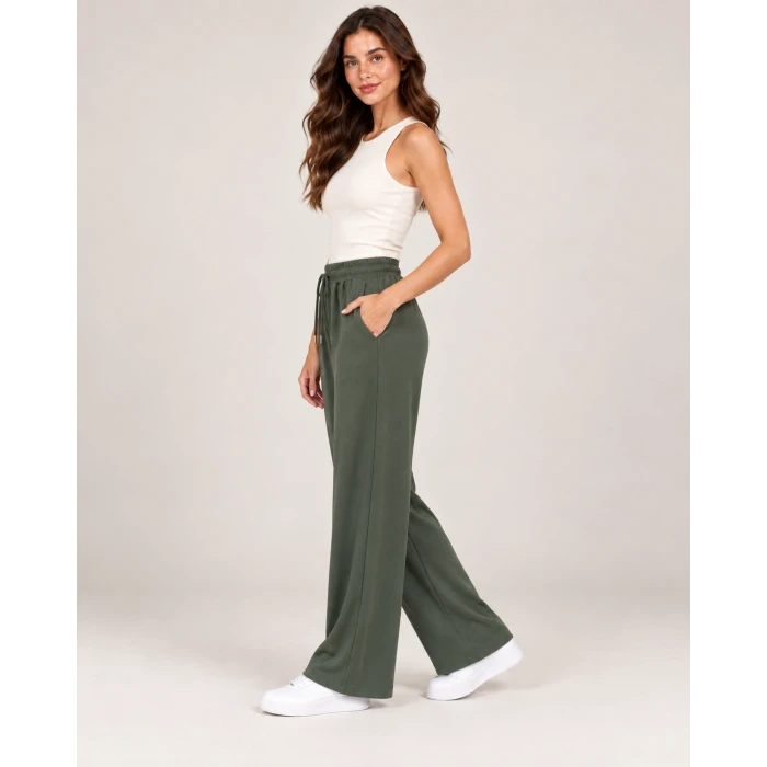 Mira Beli Lastikli Bağcıklı Bol Paça Pantolon