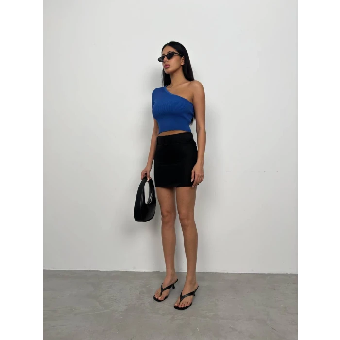 Mira Tek Omuz Fitilli Triko Crop Top