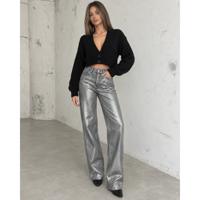 Nora Baklava Desenli Crop Triko Hırka