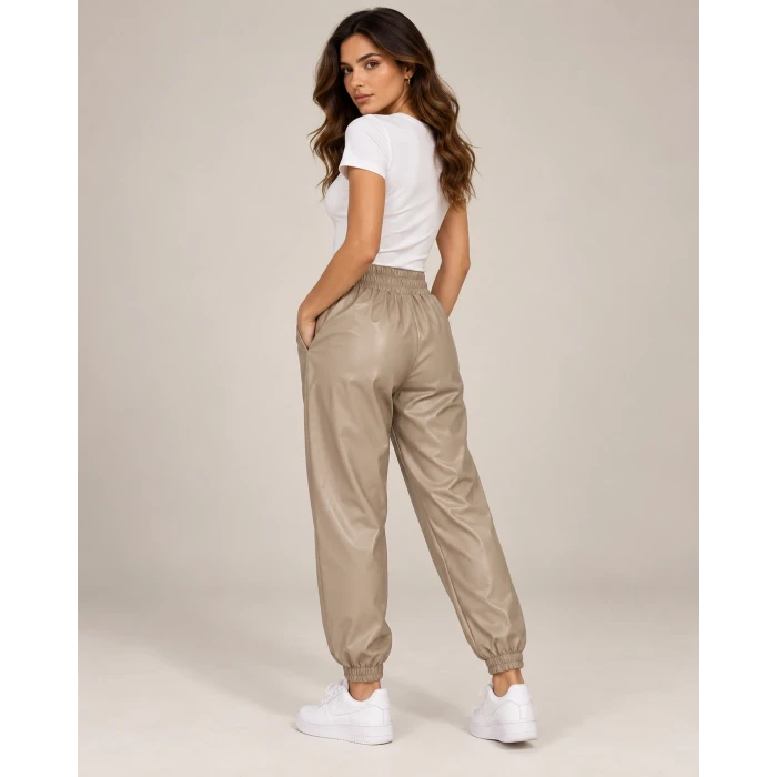 Suni Deri Paça Lastikli Jogger Pantolon
