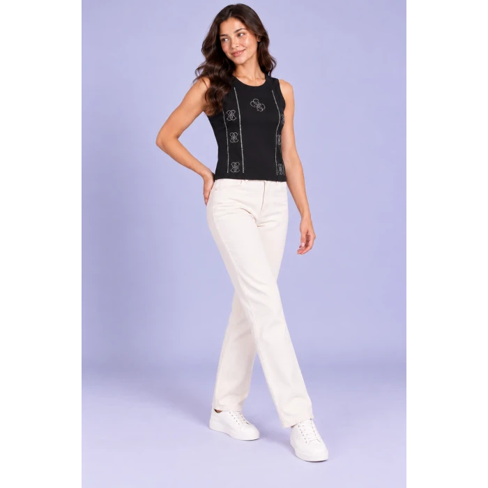 Liora Taş İşlemeli Crop Tişört