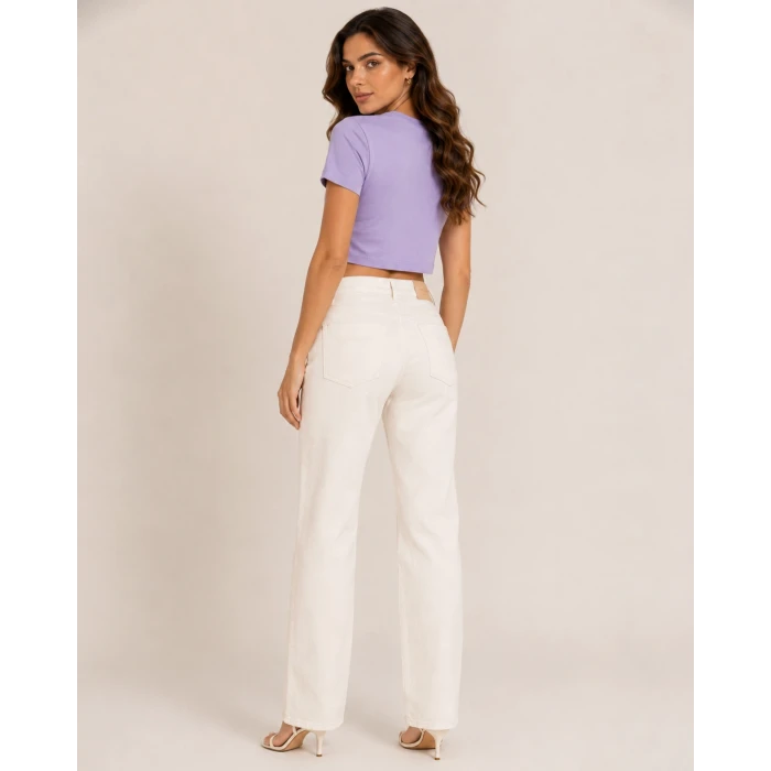 Taş Baskılı Kısa Kollu Crop Tshirt