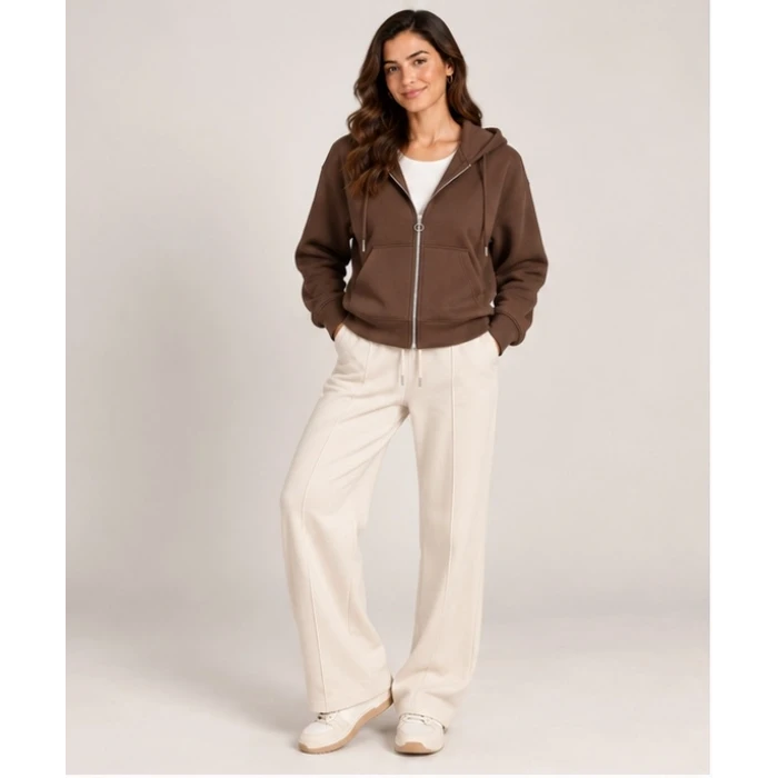 Üç İplik Kapüşonlu Fermuarlı Sweatshirt