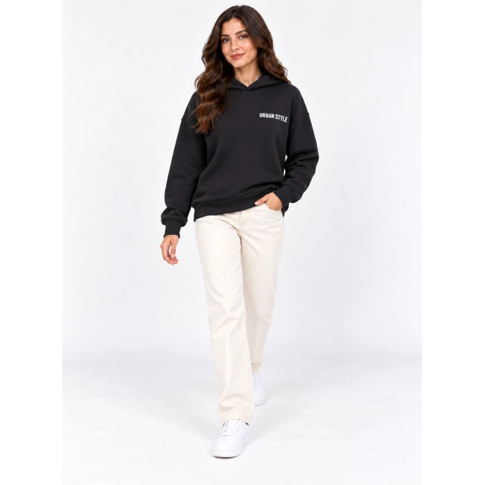Urban Style Sırt Baskılı Kapüşonlu Sweatshirt