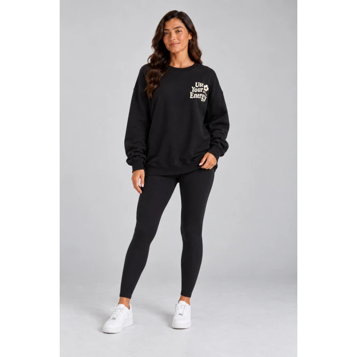 Use Your Energy Baskılı Şardonlu Sweatshirt