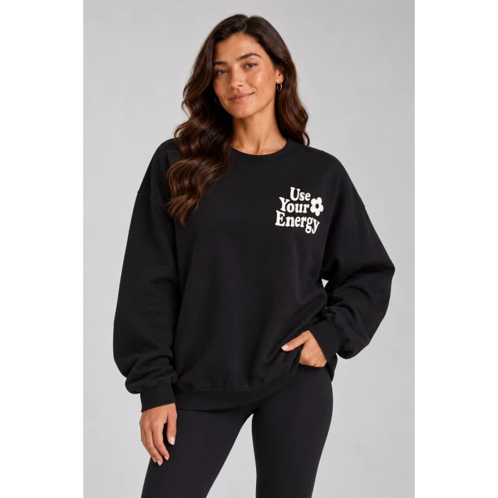 Use Your Energy Baskılı Şardonlu Sweatshirt