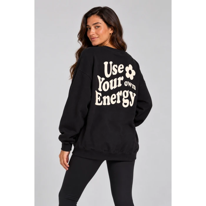 Use Your Energy Baskılı Şardonlu Sweatshirt
