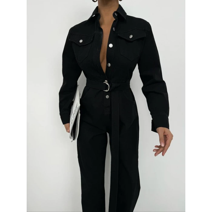 Vera Kemer Detaylı Denim Tulum