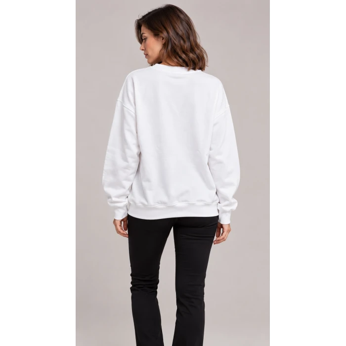 Wild Heart Leopar Baskılı Oversize Sweatshirt