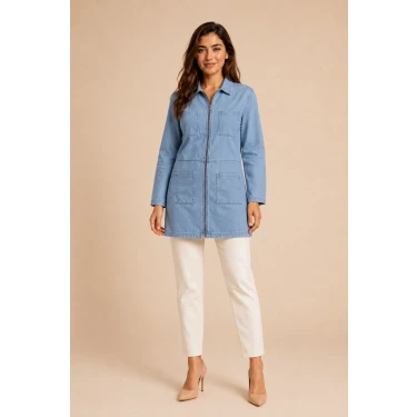 Fermuarlı Denim Tunik
