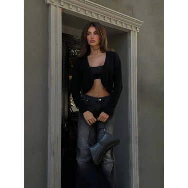 Lara Açık Ön Crop Triko Hırka