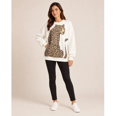 Leopar Baskılı Sweat Shirt