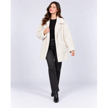 Liora Peluş Dokulu Oversize Kaban