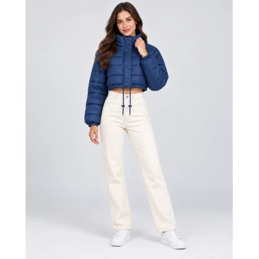 Nora Dik Yaka Crop Şişme Mont