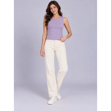 Liora Taş İşlemeli Crop Tişört