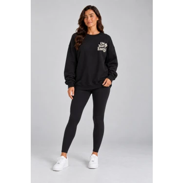 Use Your Energy Baskılı Şardonlu Sweatshirt
