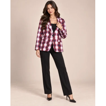 Vera Retro Desenli Blazer Ceket