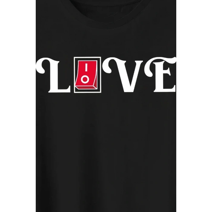 14 Şubat Sevgililer Günü Love Baskılı Oversize Bisiklet Yaka T-shirt - Siyah