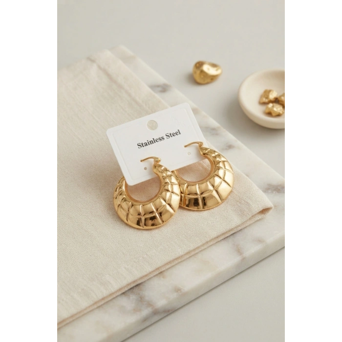 316L Çelik Gold Renk Bohem Halka Model Küpe - Lisinya