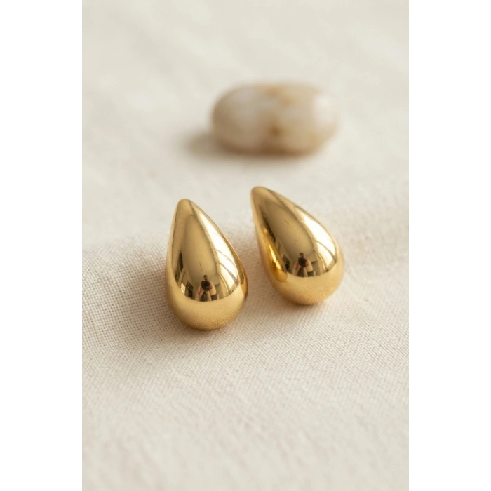 316L Çelik Gold Renk Damla Model Küpe - Lisinya