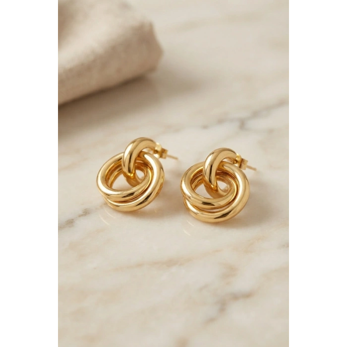 316L Çelik Gold Renk Halka Model Küpe - Lisinya
